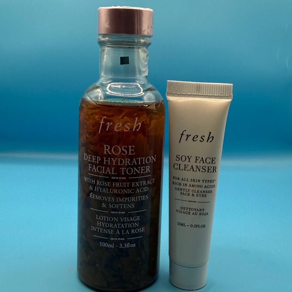 Fresh Travel Set Rose Deep Hydration Toner 3.3oz & Soy Face Cleaner .5oz